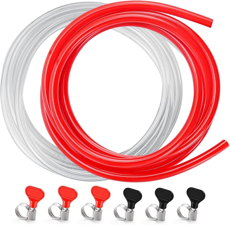 WELLBOM 10FT Kegerator Beer Co2 Gas Dual Lines Kit, ID 3/16" Keg Beer Lines Tubing & ID 5/16'' Co2 Gas Hose Food-Grade PVC Tubing Keg Faucet Tube with 6Pcs Hose Clamps for Homebrew - Image 1